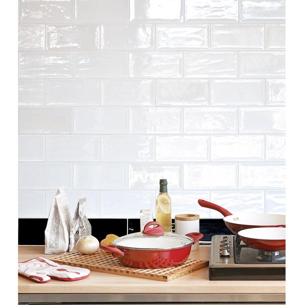 Bianco Rustico Metro Brick Tile 10x20 cm tile.co.uk artisian White