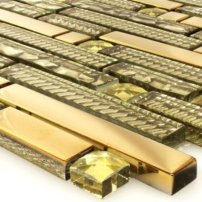 Structured Gold Mix Mosaic Tiles Mosafil FL90032m Axel XCM GV918