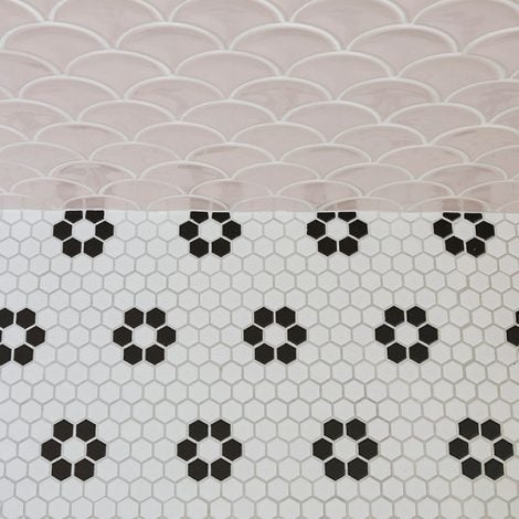 Mono Hex Porcelain Daisy TilesDecor