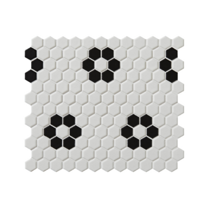 Mono Hex Porcelain Daisy TilesDecor