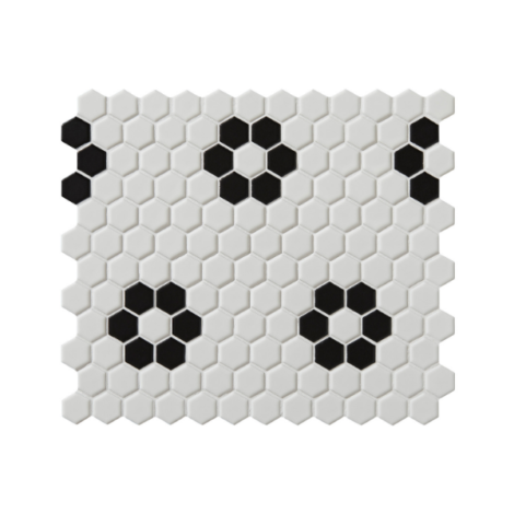 Mono Hex Porcelain Daisy TilesDecor