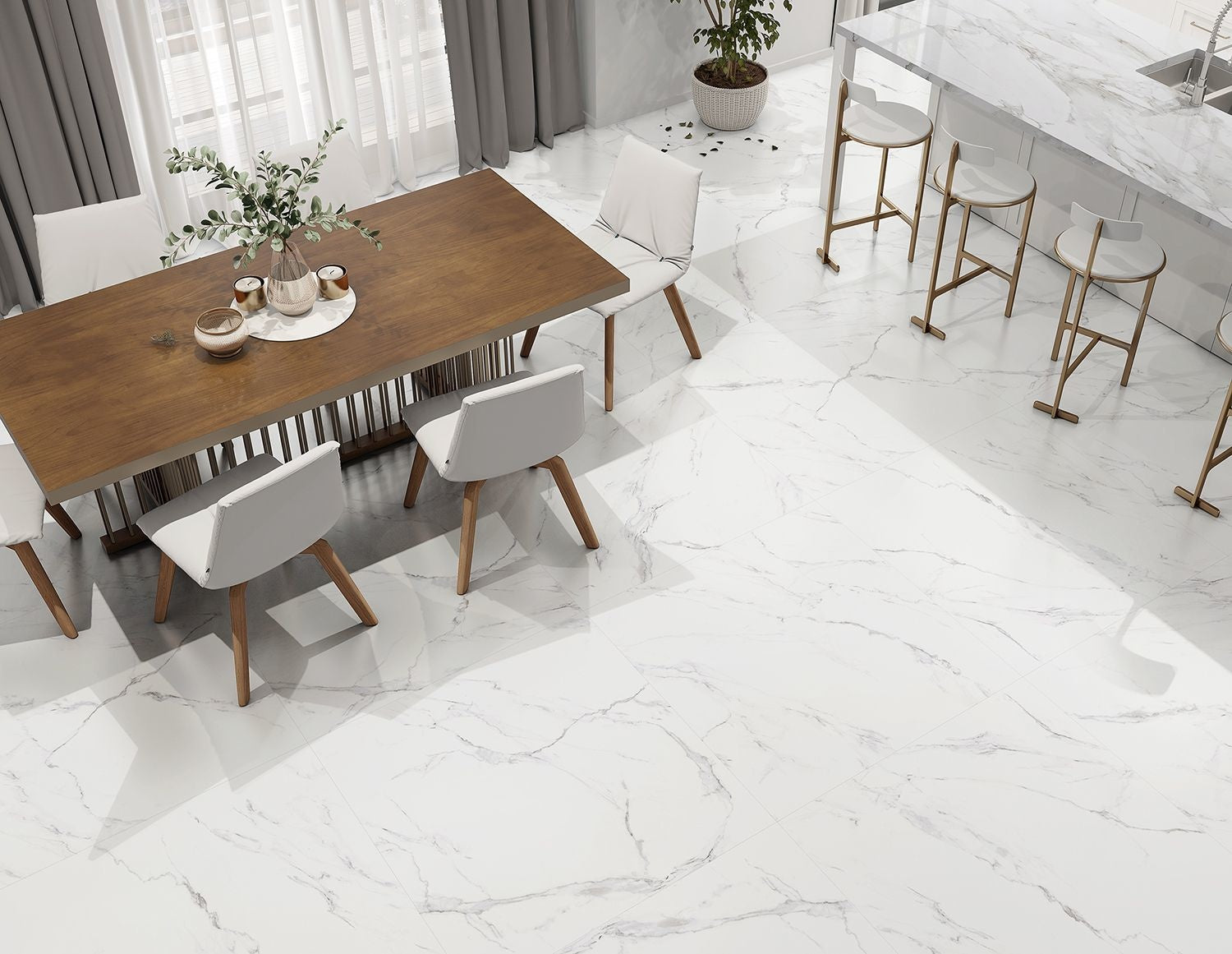 Copy of Bianco White Marble Effect Tile 1200x1200mm TT 120x120