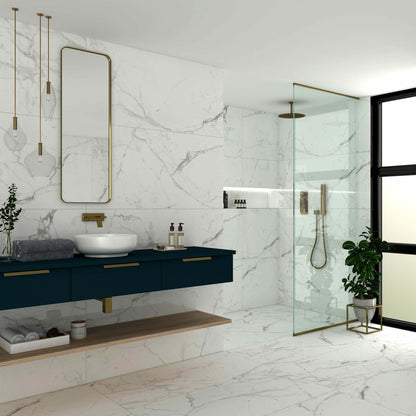 Allura XL 60x120cm White Matt Marble Effect Porcelain Wall and Floor Tiles TilesDecor