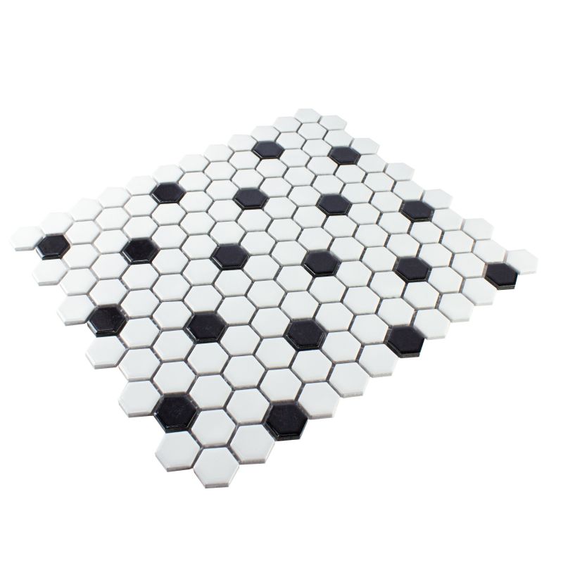 Monochrome White Black Hexagon Tiles Axel HX 040