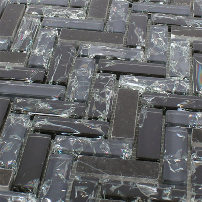 Malawi Black Fish Bone Natural Stone Mosaic Mosafil TM34272 Axel XIC HB1528