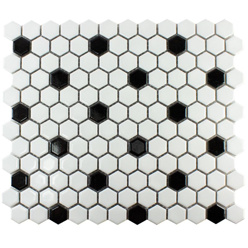 Monochrome White Black Hexagon Tiles Axel HX 040