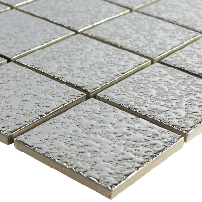 Crackle Silver Ceramic Mosaic TilesDecor