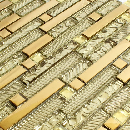 Structured Gold Mix Mosaic Tiles Mosafil FL90032m Axel XCM GV918