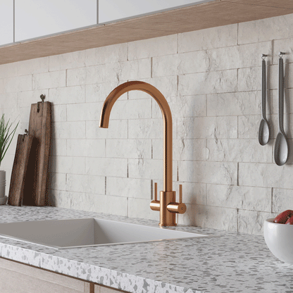 Ellsi Adria Dual Lever Kitchen Sink Mixer Tap with Swivel Spout - Brushed Copper, PDT-000396 Ellsi