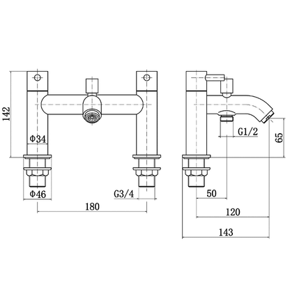 Ellsi Bounce Bath Shower Mixer Tap with Shower Handset and Holder - Brushed Brass, PDT-000358 Ellsi