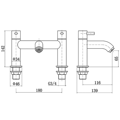 Ellsi Bounce Bath Filler Tap - Brushed Brass, PDT-000359 Ellsi