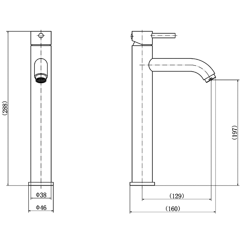 Ellsi Bounce High Rise Mono Basin Mixer Tap - Matt Black, PDT-000697 Ellsi