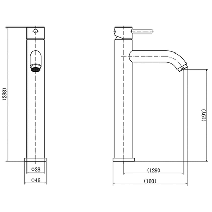 Ellsi Bounce High Rise Mono Basin Mixer Tap - Matt Black, PDT-000697 Ellsi