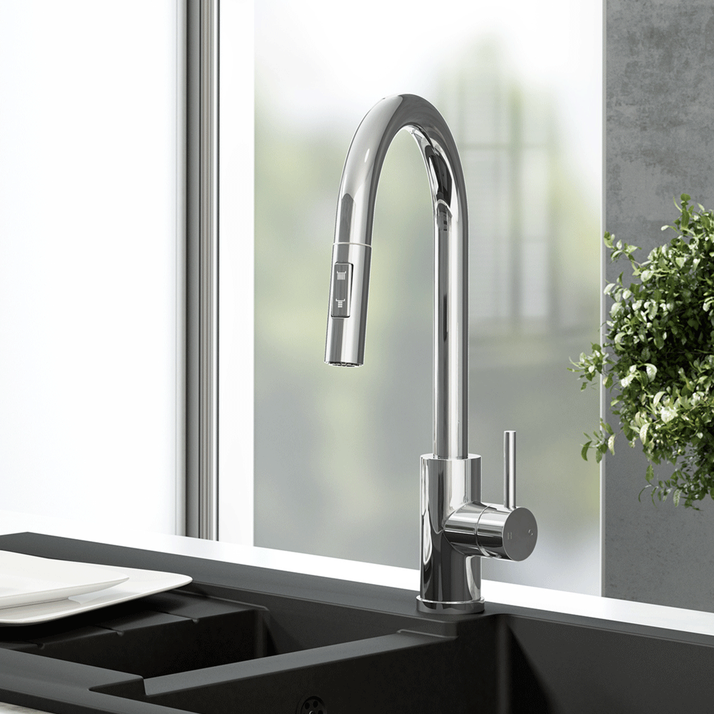 Ellsi Cato Pull Out Single Lever Kitchen Sink Mixer Tap with Swivel Spout - Chrome, PDT-000452 Ellsi