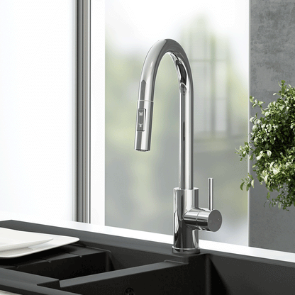 Ellsi Cato Pull Out Single Lever Kitchen Sink Mixer Tap with Swivel Spout - Chrome, PDT-000452 Ellsi