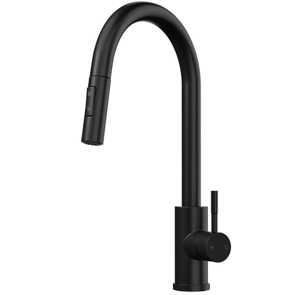 Ellsi Cato Pull Out Single Lever Kitchen Sink Mixer Tap with Swivel Spout - Matt Black, PDT-000453 Ellsi