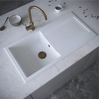 ELLSI Comite Matt White Single Bowl & Drainer Inset Sink, PDT-000101 Ellsi