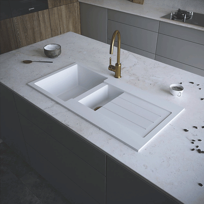 ELLSI Comite Matt White 1.5 Bowl & Drainer Sink, PDT-000102 Ellsi