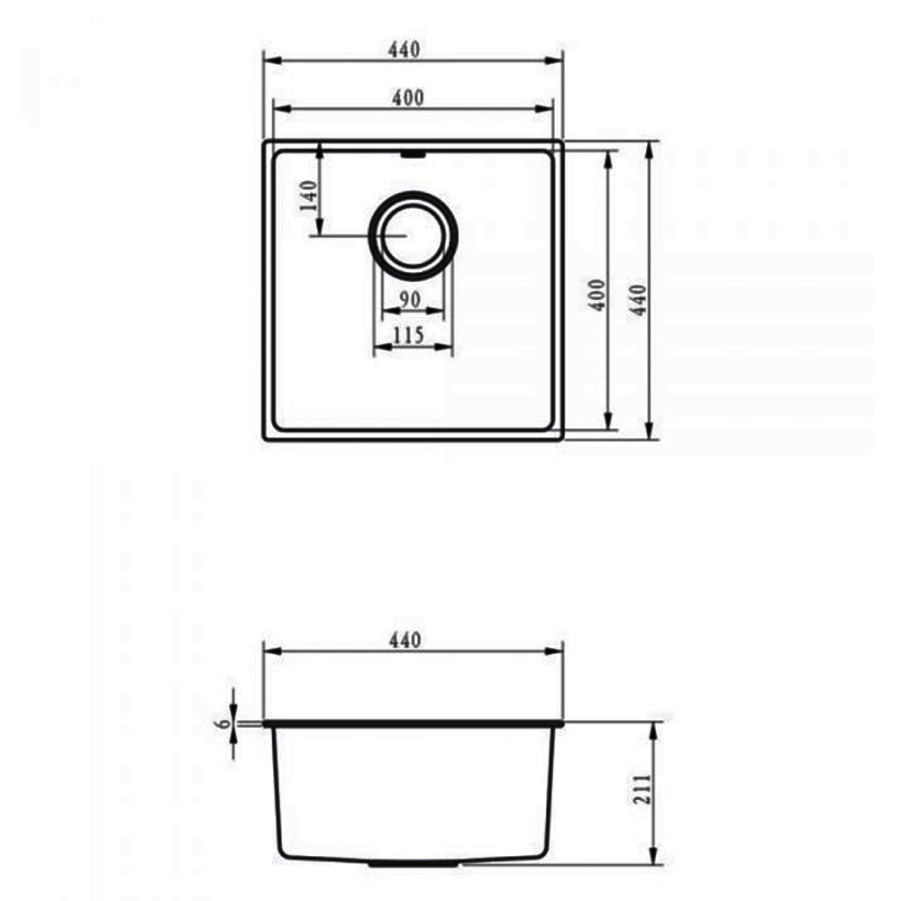 ELLSI Comite Matt White Single Bowl Inset/Undermounted Sink, PDT-000095 Ellsi
