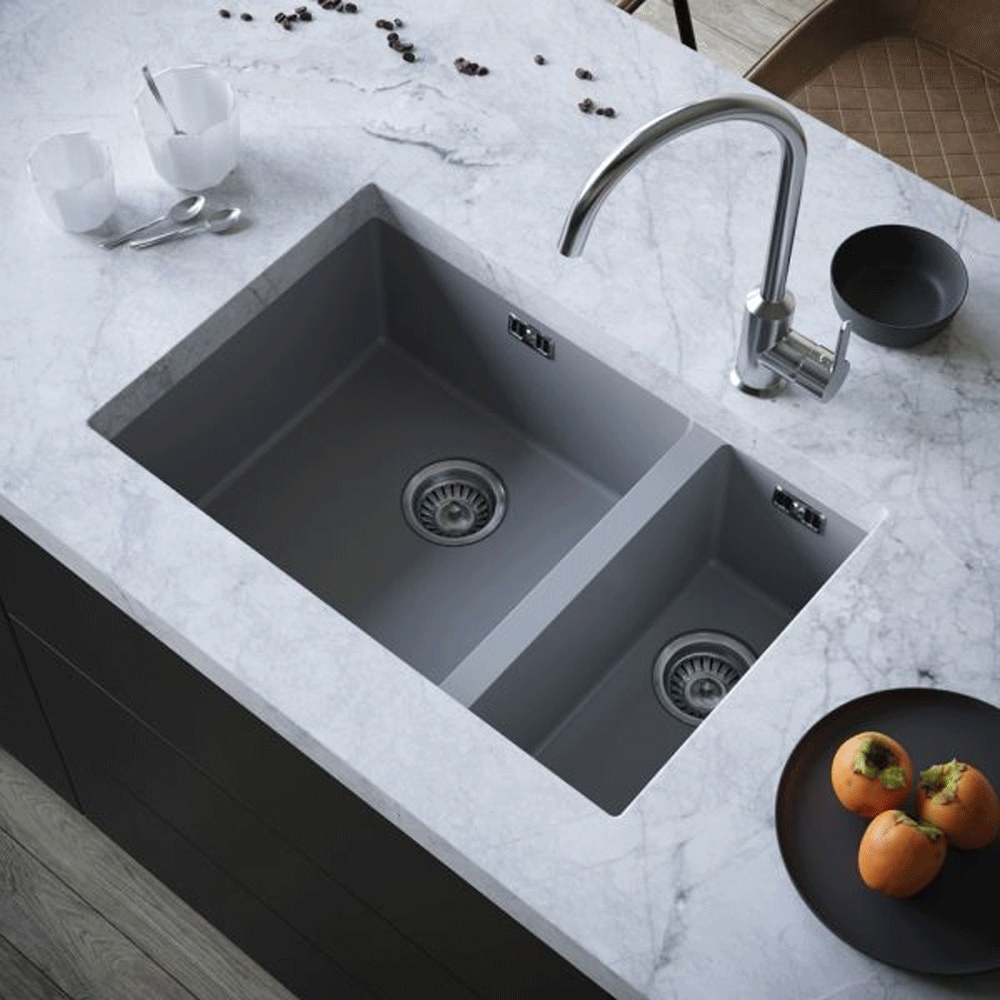 ELLSI Comite Matt Grey 1.5 Bowl Inset/Undermounted Sink, PDT-000098 Ellsi