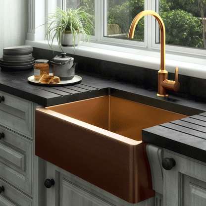 ELLSI Excel Belfast Style Brushed Copper Effect Stainless Steel Sink, PDT-000025 Ellsi
