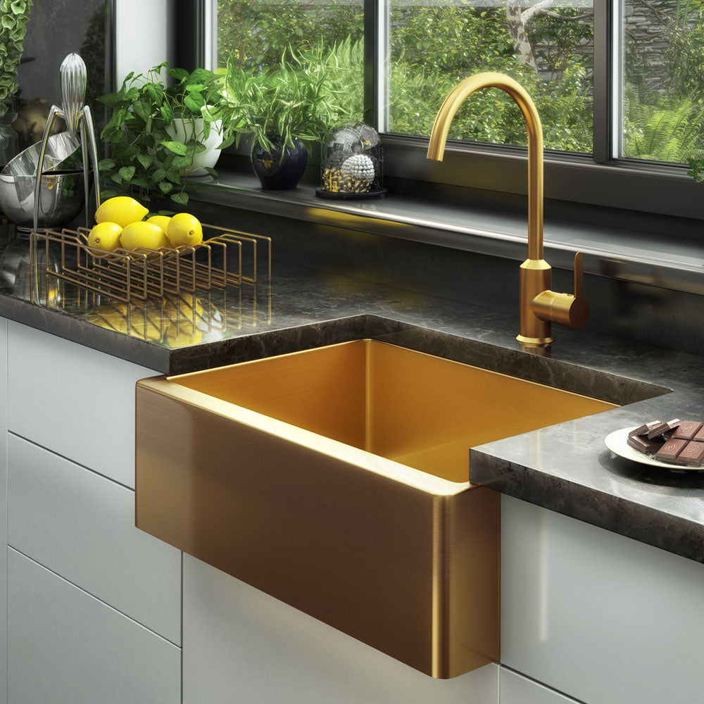 Ellsi Excel Belfast Style Brushed Gold Effect Stainless Steel Sink, PDT-000024 Ellsi