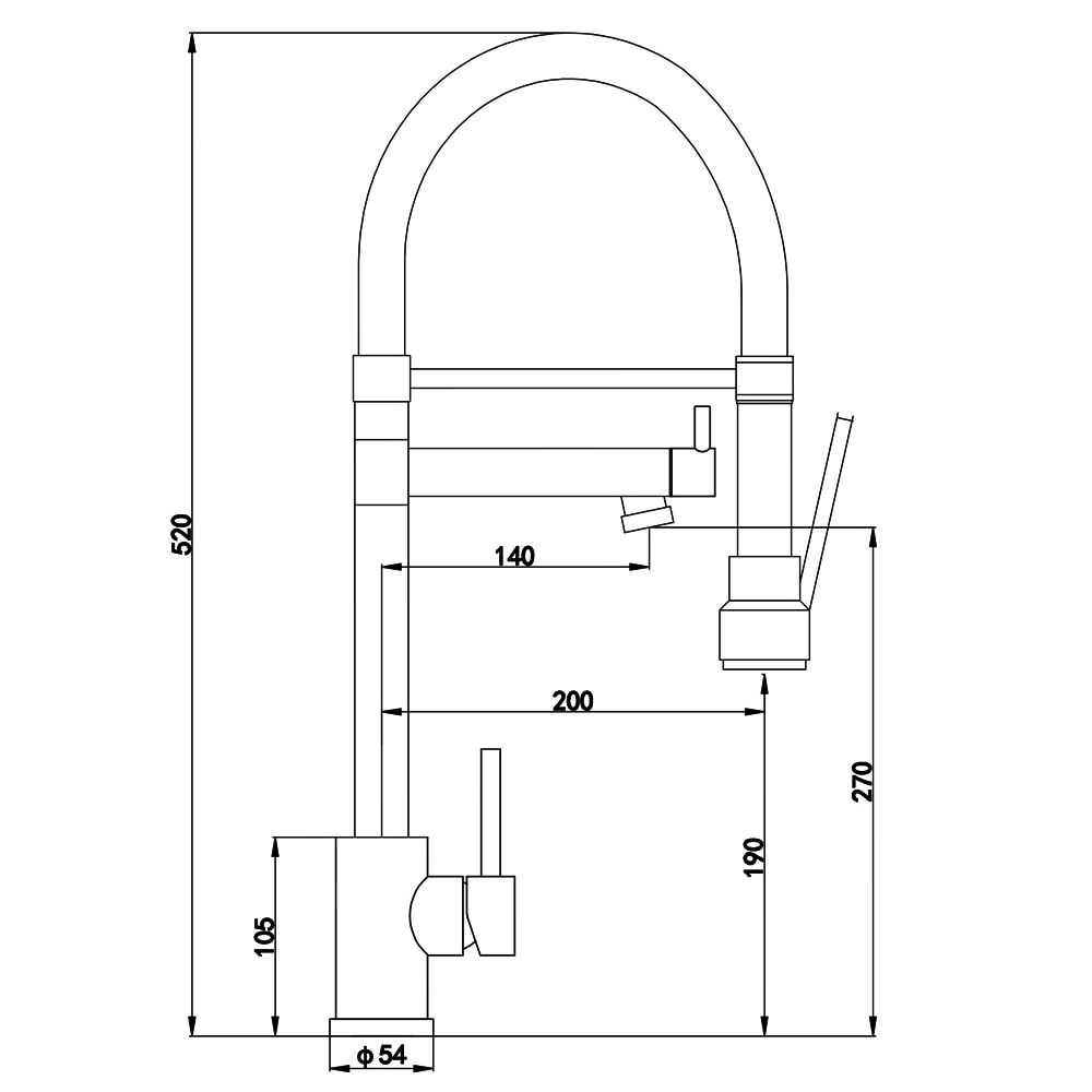 Ellsi Goda Pull Out Single Lever Kitchen Sink Mixer Tap with Gel Hose - Matt Black, PDT-000384 Ellsi