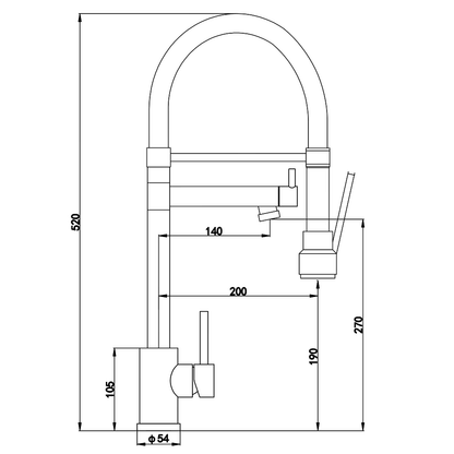 Ellsi Goda Pull Out Single Lever Kitchen Sink Mixer Tap with Gel Hose - Matt Black, PDT-000384 Ellsi