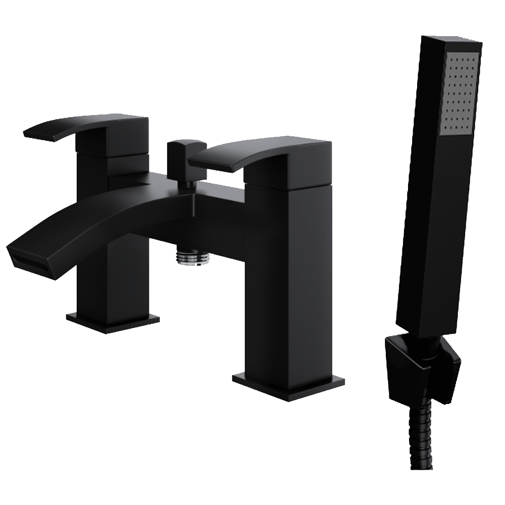 Ellsi Kinlin Bath Shower Mixer Tap with Shower Handset and Holder - Matt Black, PDT-000364 Ellsi