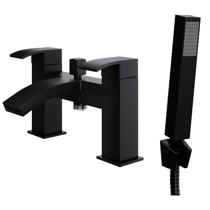 Ellsi Kinlin Bath Shower Mixer Tap with Shower Handset and Holder - Matt Black, PDT-000364 Ellsi