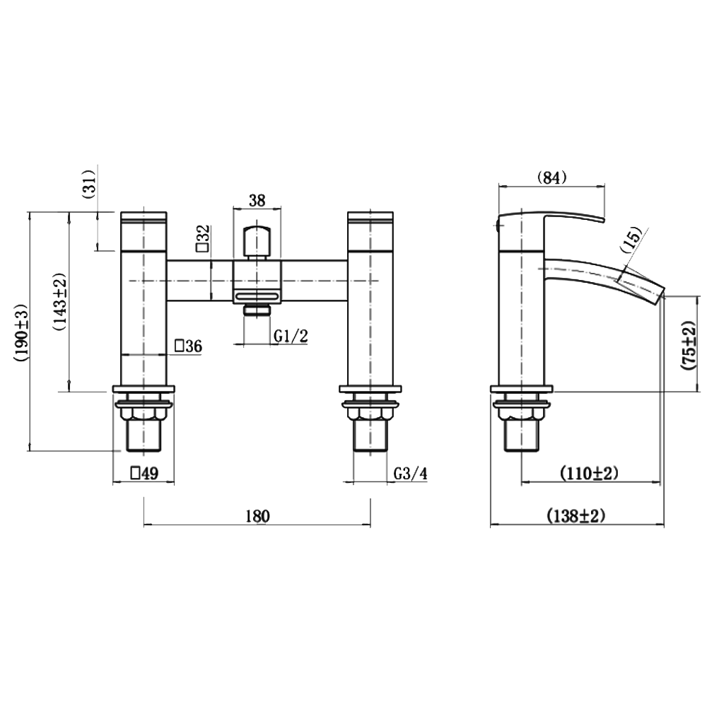 Ellsi Kinlin Bath Shower Mixer Tap with Shower Handset and Holder - Brushed Brass, PDT-000367 Ellsi