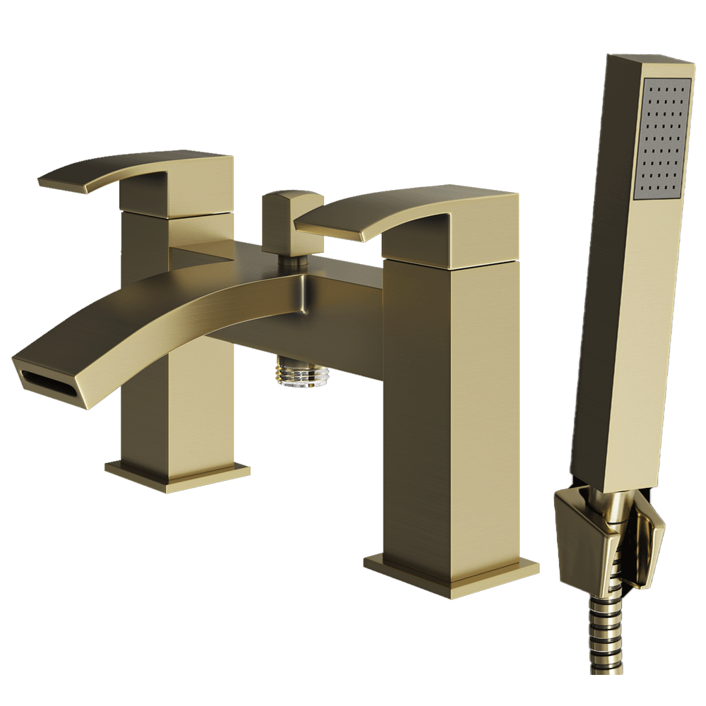 Ellsi Kinlin Bath Shower Mixer Tap with Shower Handset and Holder - Brushed Brass, PDT-000367 Ellsi