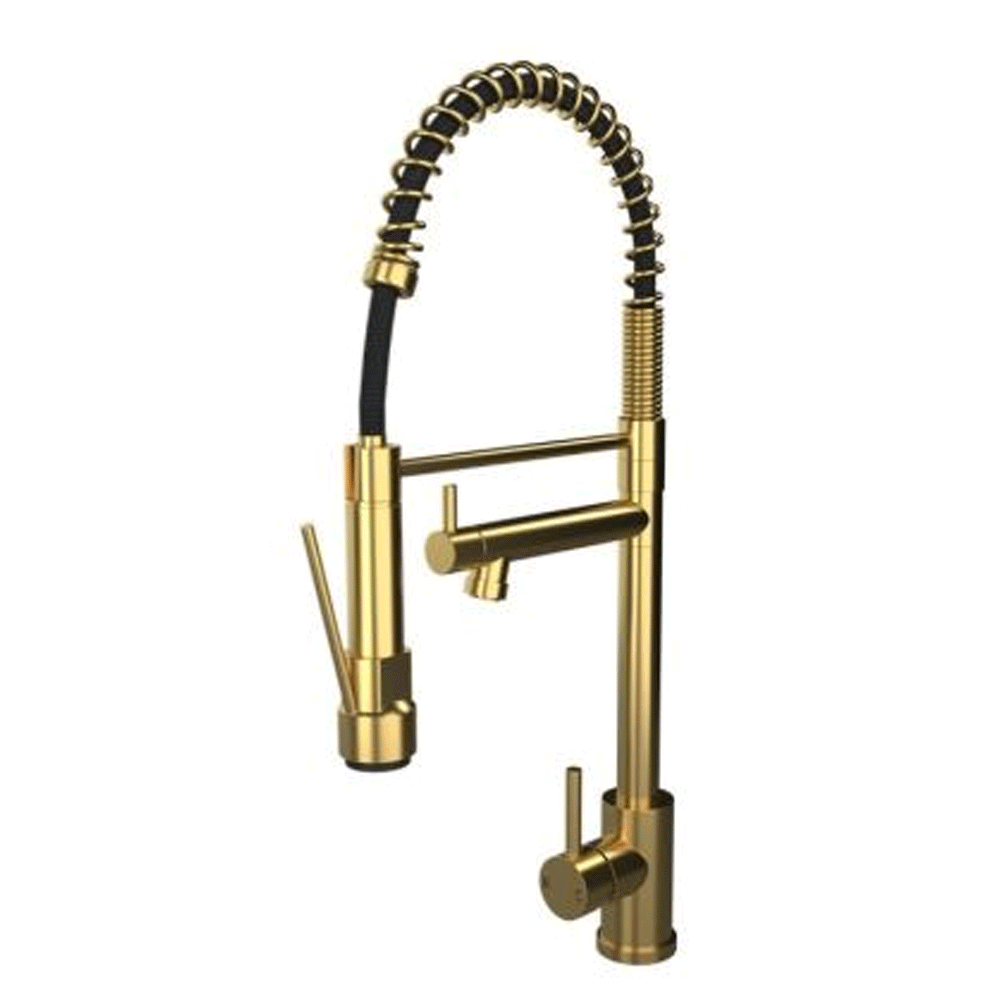 Ellsi Biella Kitchen Sink Mixer Tap with Swivel Spout and Directional Spray - Brushed Brass, PDT-000267 Ellsi