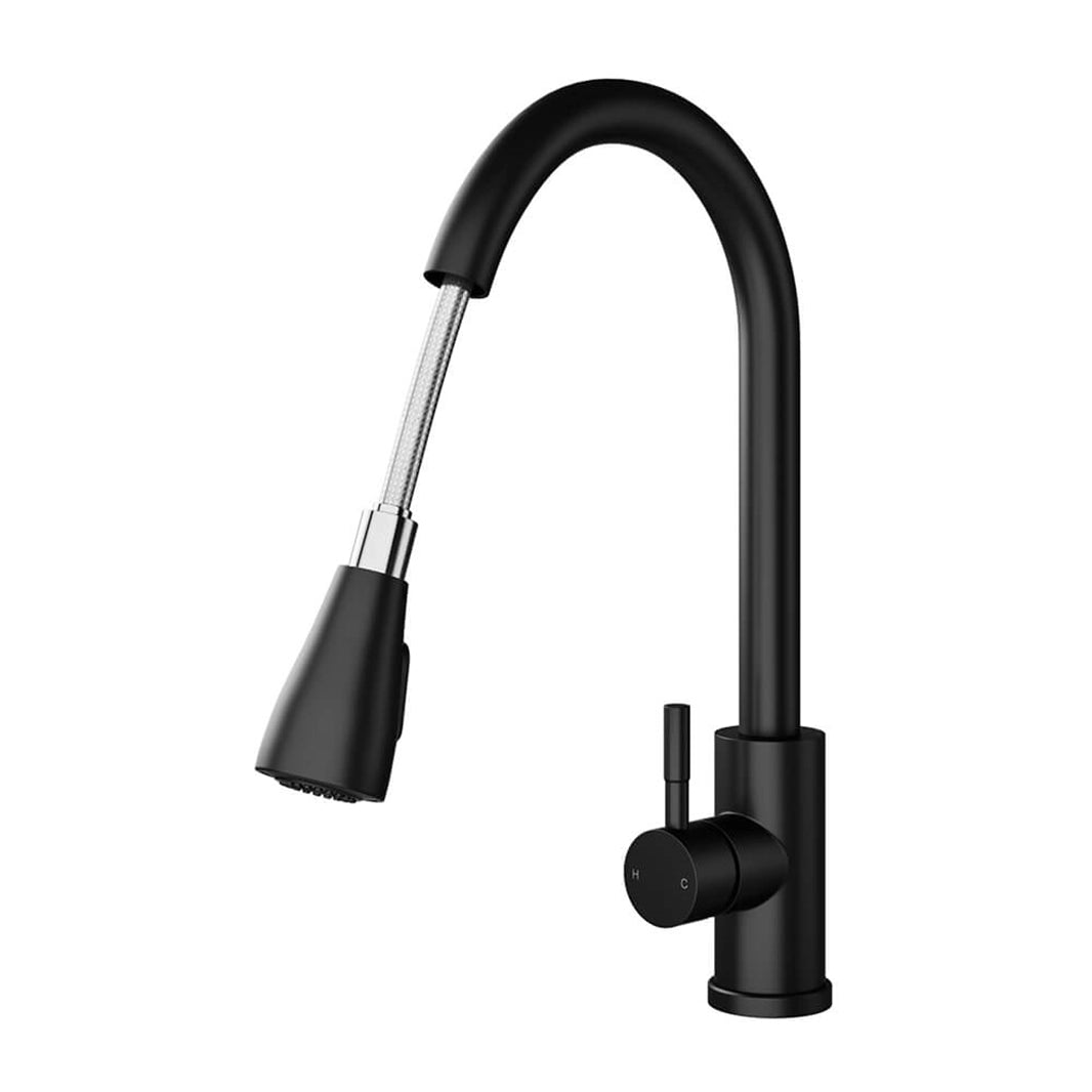 Ellsi Kitchen Sink Mixer Tap with Pull Out Spray and Swivel Spout - Matt Black, PDT-000261 Ellsi