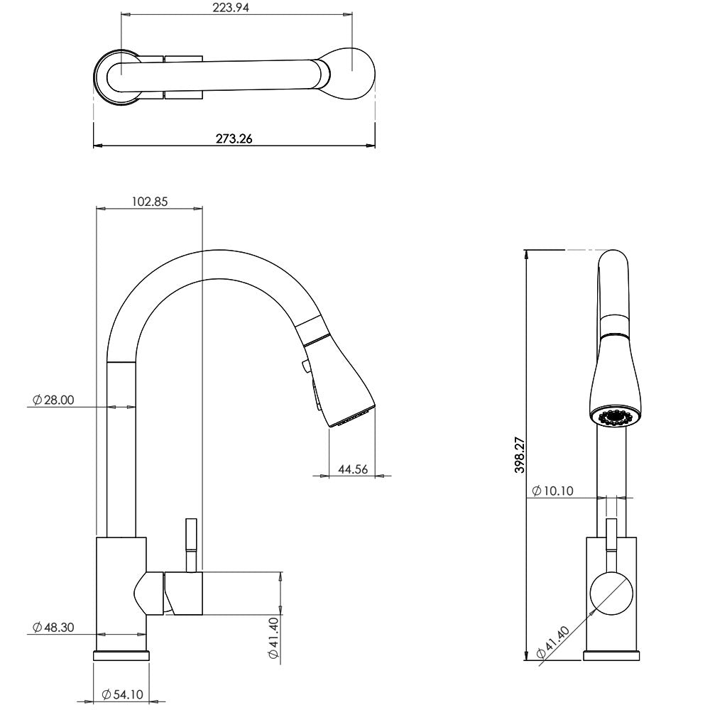 Ellsi Kitchen Sink Mixer Tap with Pull Out Spray and Swivel Spout - Brushed Brass, PDT-000263 Ellsi