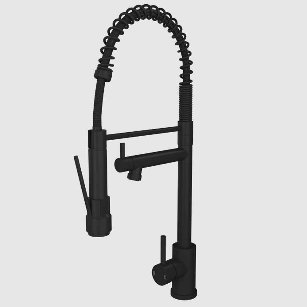 Ellsi Kitchen Sink Mixer Tap with Swivel Spout and Directional Spray - Matt Black, PDT-000264 Ellsi