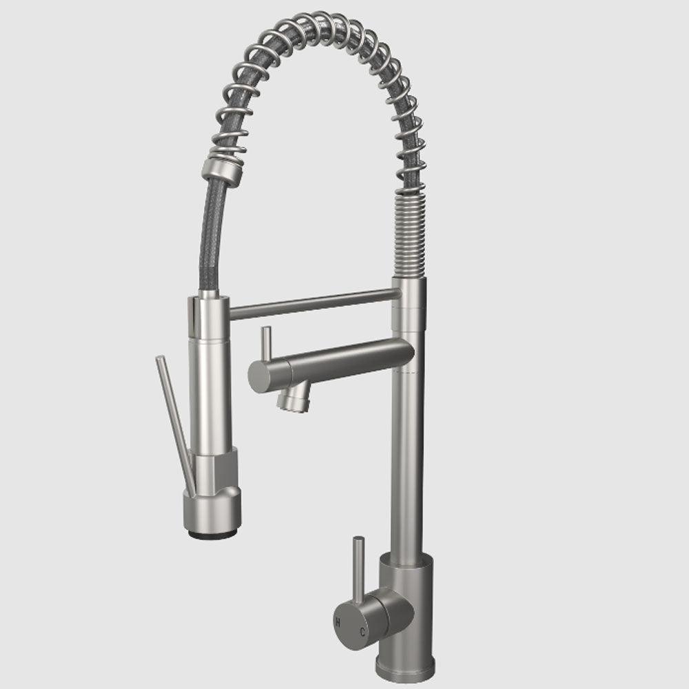 Ellsi Kitchen Sink Mixer Tap with Swivel Spout and Directional Spray - Brushed Steel, PDT-000265 Ellsi