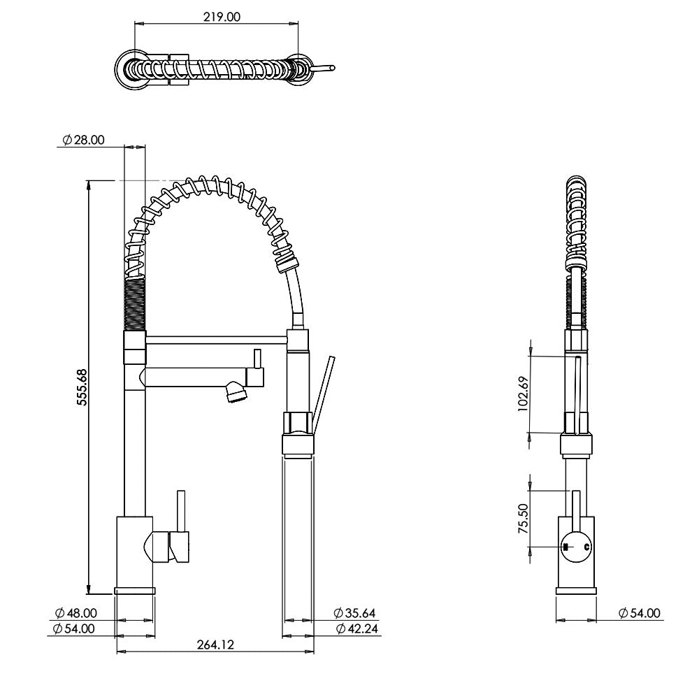 Ellsi Kitchen Sink Mixer Tap with Swivel Spout and Directional Spray - Chrome, PDT-000266 Ellsi