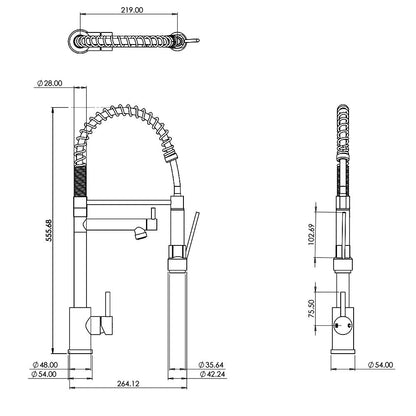 Ellsi Kitchen Sink Mixer Tap with Swivel Spout and Directional Spray - Chrome, PDT-000266 Ellsi