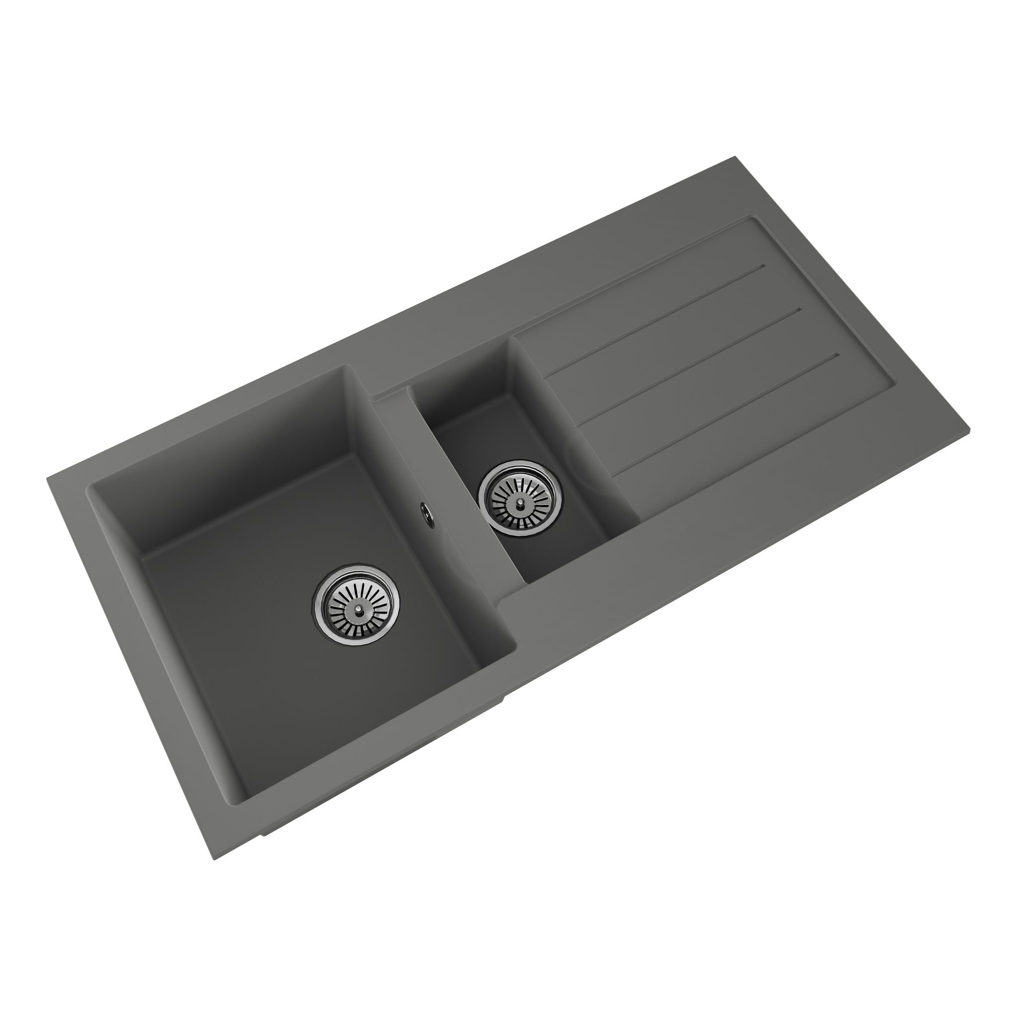 Ellsi Inset 1.5 Bowl Kitchen Sink and Drainer with Waste 1000mm L x 500mm W - Grey, PDT-000077 Ellsi