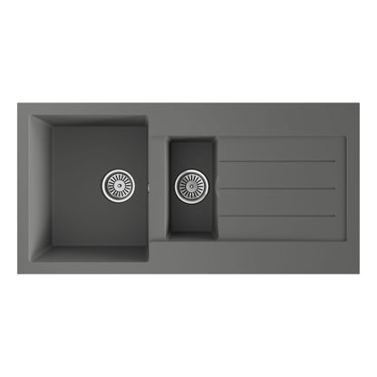 Ellsi Inset 1.5 Bowl Kitchen Sink and Drainer with Waste 1000mm L x 500mm W - Grey, PDT-000077 Ellsi
