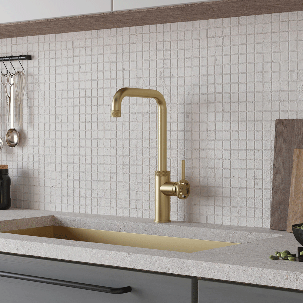 Ellsi Labor Single Lever Kitchen Sink Mixer Tap with Swivel Spout - Brushed Brass, PDT-000419 Ellsi