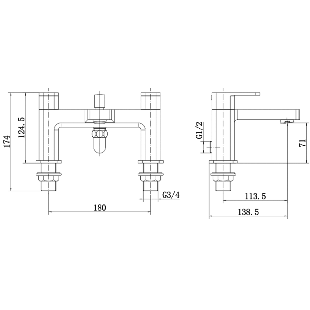 Ellsi Lanza Bath Shower Mixer Tap with Shower Handset and Holder - Chrome, PDT-000325 Ellsi
