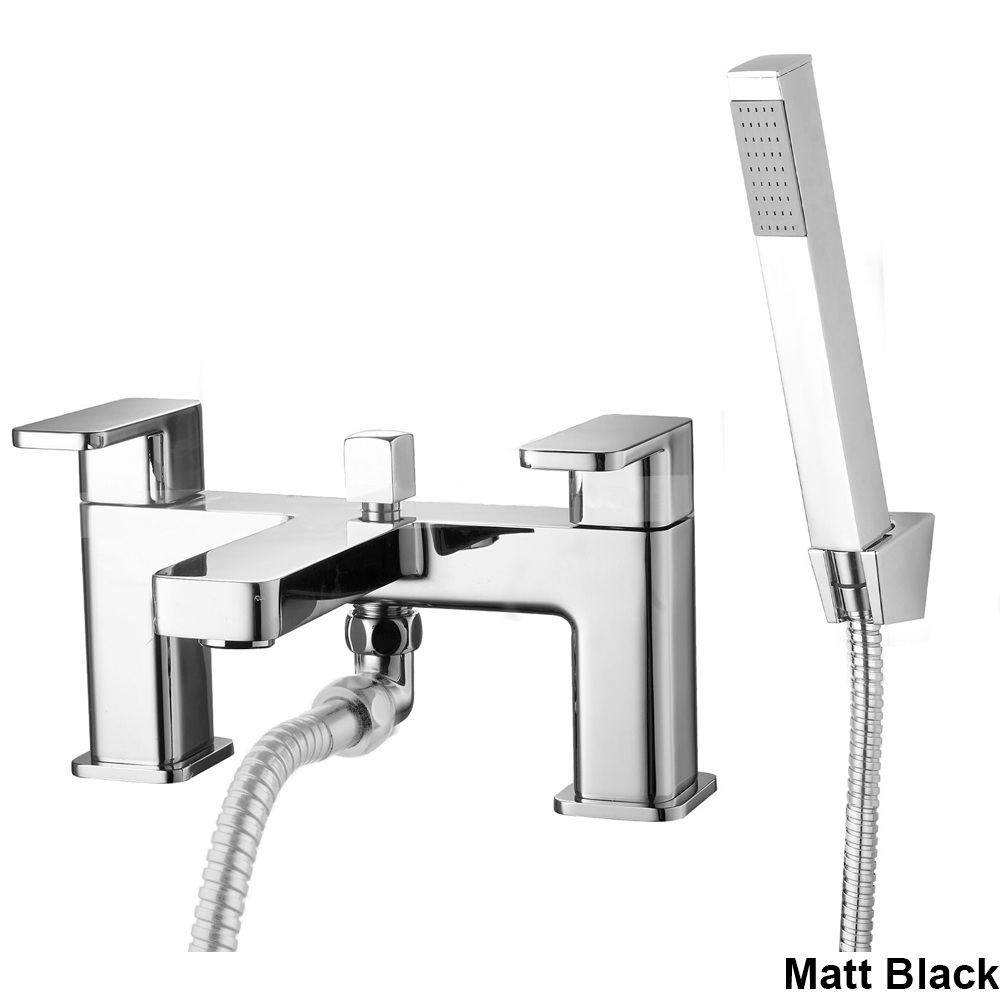Ellsi Lanza Bath Shower Mixer Tap with Shower Handset and Holder - Matt Black, PDT-000717 Ellsi