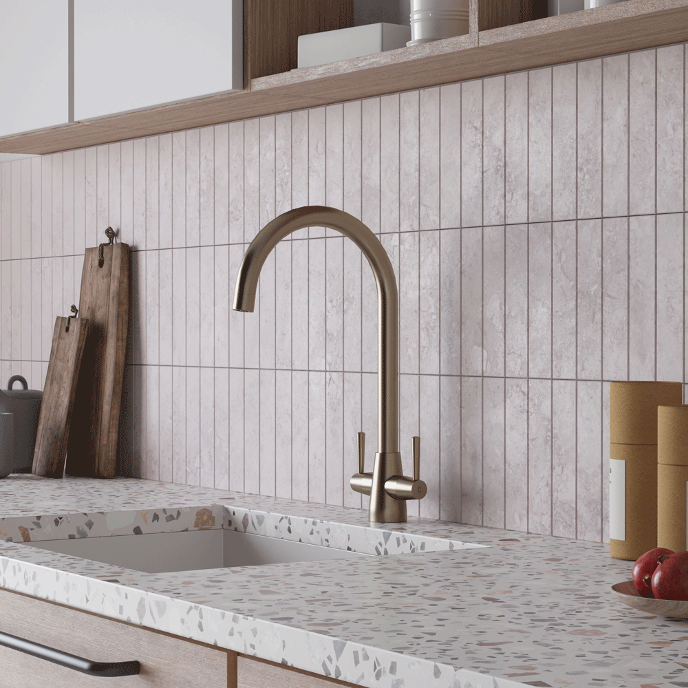 Ellsi Lusso Dual Lever Kitchen Sink Mixer Tap with Swivel Spout - Brushed Steel, PDT-000405 Ellsi