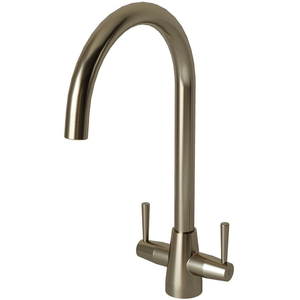 Ellsi Lusso Dual Lever Kitchen Sink Mixer Tap with Swivel Spout - Brushed Steel, PDT-000405 Ellsi