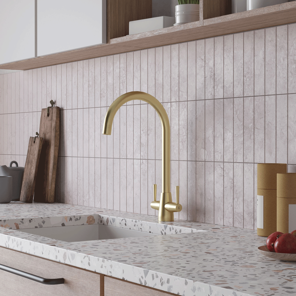 Ellsi Lusso Dual Lever Kitchen Sink Mixer Tap with Swivel Spout - Brushed Brass, PDT-000409 Ellsi