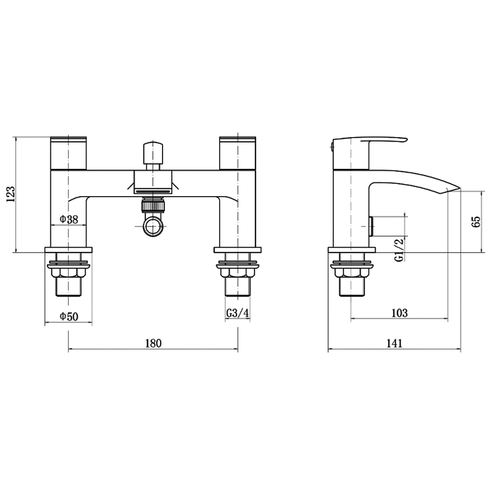 Ellsi Spear Bath Shower Mixer Tap with Shower Handset and Holder - Chrome, PDT-000347 Ellsi