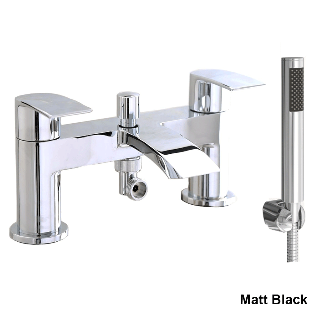 Ellsi Spear Bath Shower Mixer Tap with Shower Handset and Holder - Matt Black, PDT-000713 Ellsi