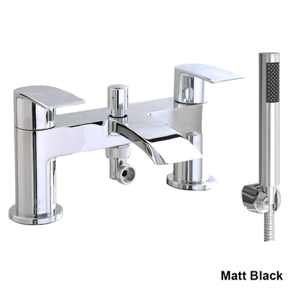 Ellsi Spear Bath Shower Mixer Tap with Shower Handset and Holder - Matt Black, PDT-000713 Ellsi